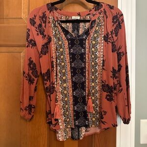 Mason & BelleTassel Detail Boho Cottage Peasant, Stitch Fix Top size medium